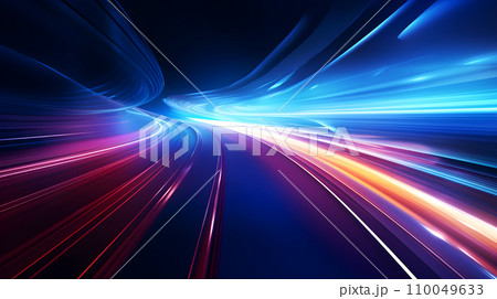Abstract speed motion on the road, digital abstract fractal background, Generative AI 110049633