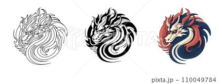 Chinese New Year 2024, year of the Dragon. Chinese zodiac dragon in  flat modern style , isolated background vector, Translate Happy New Year 110049784