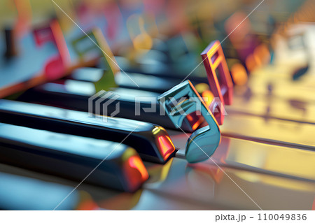 ピアノの鍵盤と音符 110049836