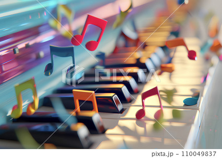 ピアノの鍵盤と音符 110049837