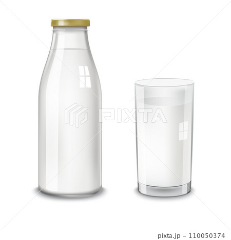 Transparent glass bottle and a glass milk Transparent glass bottle and a glass milk 110050374
