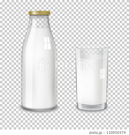 Transparent glass bottle and a glass milk Transparent glass bottle and a glass milk 110050374