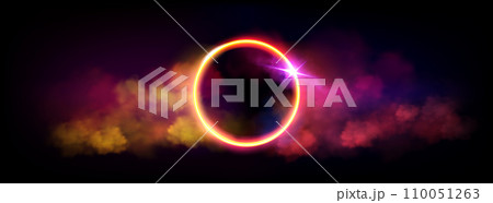 Neon luminous ring frame with cloud Neon luminous ring frame with cloud 110051263