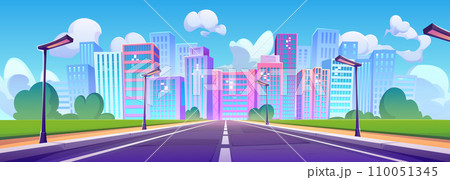 Big city with modern skyscrapers and highway 110051345