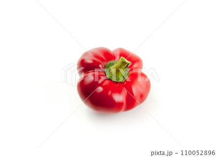 Whole red bell pepper isolated on white background with clipping path. . 110052896