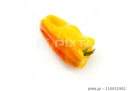 Yellow bell pepper isolated on white background with clipping path. . 110052902