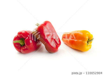Three bell pepper isolated on white background with clipping path. . 110052904