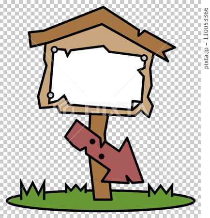 Illustration of a weathered and broken wooden signboard guiding directions Illustration of a weathered and broken wooden signboard guiding directions 110053366