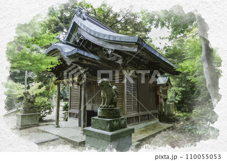 水彩画風 三國神社 木立神社 福井県坂井市 水彩画風 三國神社 木立神社 福井県坂井市 110055053