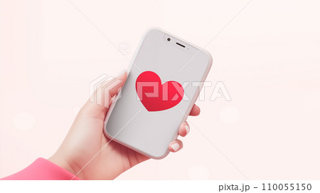 スマホの画面とハートマーク 110055150