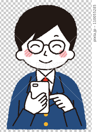 Illustration of a student operating a smartphone. 110055285