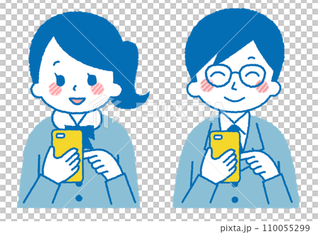 一名學生操作智慧型手機的插圖。 110055299