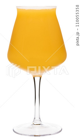 Hazy NEIPA craft ale in tulip beer glass isolated on white Hazy NEIPA craft ale in tulip beer glass isolated on white 110055358