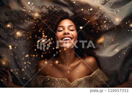 Young african american woman having orgasm Stock Illustration