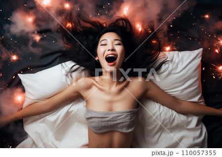 Young Asian woman having orgasm. Beautiful Stock Illustration