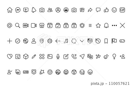 All Facebook Icons Set, Social media ui vector...のイラスト素材 [110057621 ...