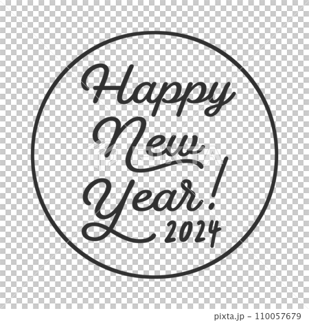 丸いフレームで囲ったHappy New Year 2024の文字 - 2024年のお正月や年賀状素材 丸いフレームで囲ったHappy New Year 2024の文字 - 2024年のお正月や年賀状素材 110057679