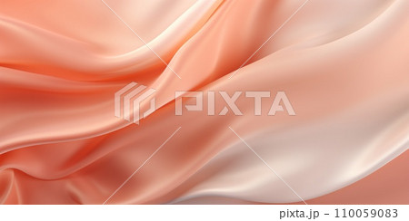 AI-generated content. Abstract wavy pattern in peach fuzz and apricot crush colour, monochrome background for website. 110059083