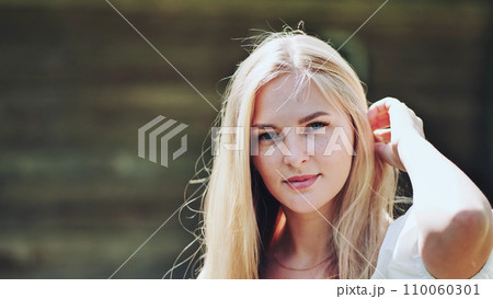 The face of a young Slavic girl blonde close-up. The face of a young Slavic girl blonde close-up. 110060301