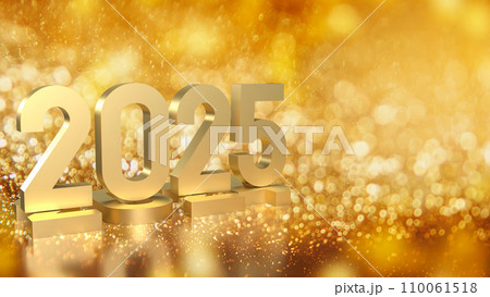 The gold number 2025 for Business concept 3d rendering. 110061518