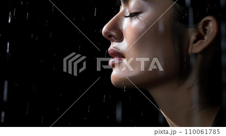 大雨の中で号泣する女性(泣く・悲しい・辛い) 大雨の中で号泣する女性(泣く・悲しい・辛い) 110061785