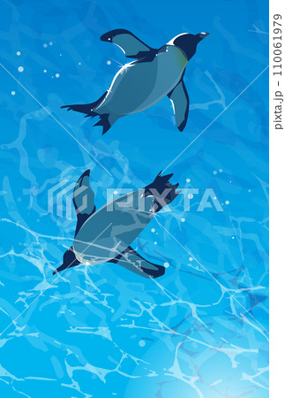 水中を泳ぐペンギンのイラスト 110061979
