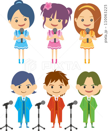 アイドルグループのイメージイラスト（男女セット） 110063225