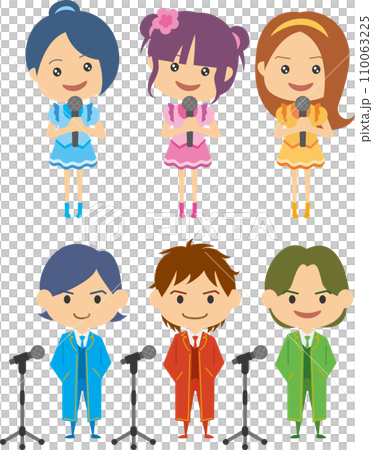 アイドルグループのイメージイラスト（男女セット） 110063225