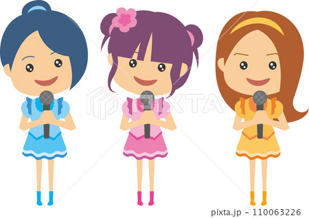 女性アイドルグループのイメージイラスト 110063226