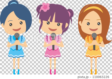 女性アイドルグループのイメージイラスト 110063226