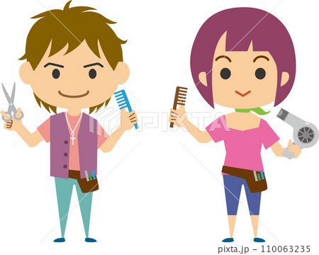 美容師さんのイメージイラスト（男女セット） 110063235