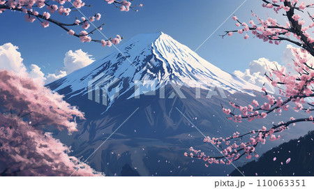 富士山と桜　日本イメージ（AI生成画像） 110063351
