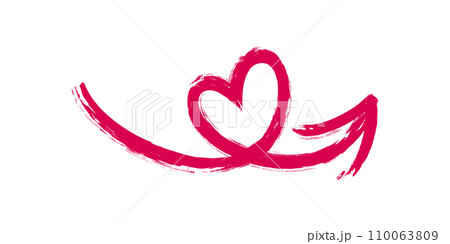 Heart shaped arrow. Brush painted love arrow with marker texture. Vector illustration Heart shaped arrow. Brush painted love arrow with marker texture. Vector illustration 110063809