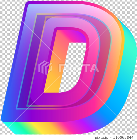 Neon Bold Gradient  Alphabet Letter D 110063844