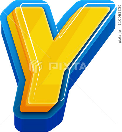 3D Blue Line Yellow Blue Alphabet Letter Y 110063859