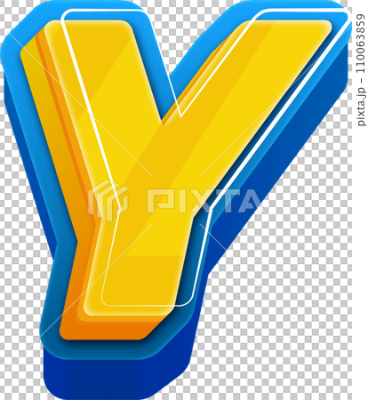3D Blue Line Yellow Blue Alphabet Letter Y 110063859