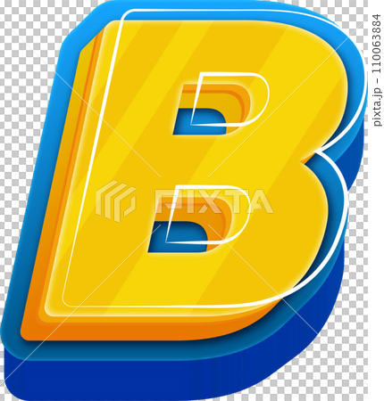 3D Blue Line Yellow Blue Alphabet Letter B 110063884