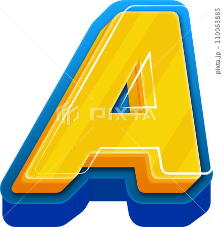 3D Blue Line Yellow Blue Alphabet Letter A 110063885