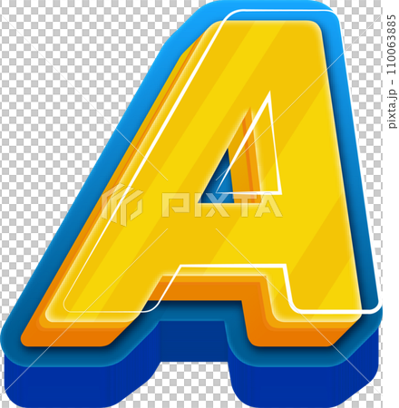 3D Blue Line Yellow Blue Alphabet Letter A 3D Blue Line Yellow Blue Alphabet Letter A 110063885