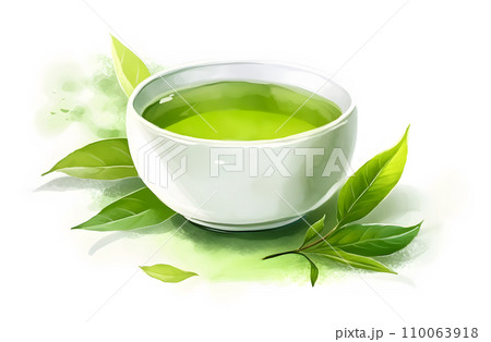 日本茶、緑茶の水彩イラスト 日本茶、緑茶の水彩イラスト 110063918