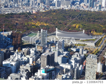 渋谷スカイから見た渋谷周辺の景色 代々木体育館 代々木第二体育館 渋谷スカイから見た渋谷周辺の景色 代々木体育館 代々木第二体育館 110064703