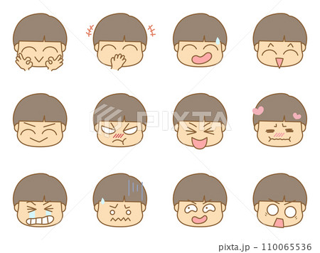 色々な表情の顔文字アイコン 男の子6のイラスト素材 [110065536] - PIXTA