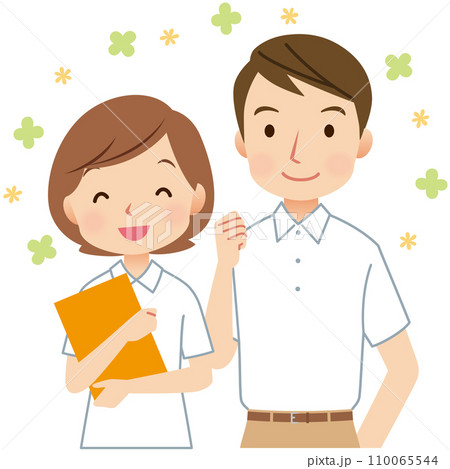 Visiting staff men and women caregivers helpers Stock  