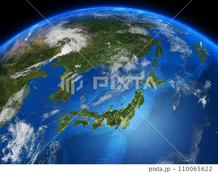 日本　JAPAN　地球　日本地図　宇宙　CG　背景 110065622