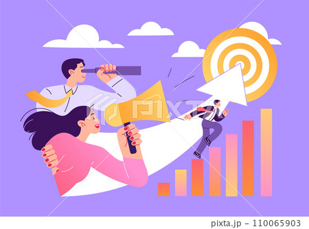 Business vision and perspective. Businessman running to reach higher target. Ambition to success Business vision and perspective. Businessman running to reach higher target. Ambition to success 110065903
