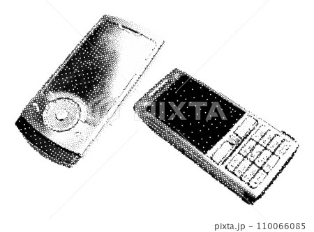 Classic retro flip mobile phone in 90s pixel style. Y2K aesthetic element retro cellphone Classic retro flip mobile phone in 90s pixel style. Y2K aesthetic element retro cellphone 110066085