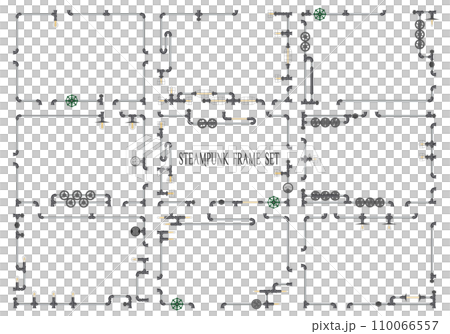 Steampunk piping frame set iron gradation 110066557