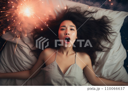 Young Asian woman having orgasm. Beautiful Stock Illustration