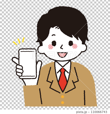スマホを操作する学生のイラスト。 110066743