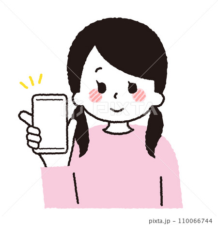 スマホを操作する学生のイラスト。 110066744